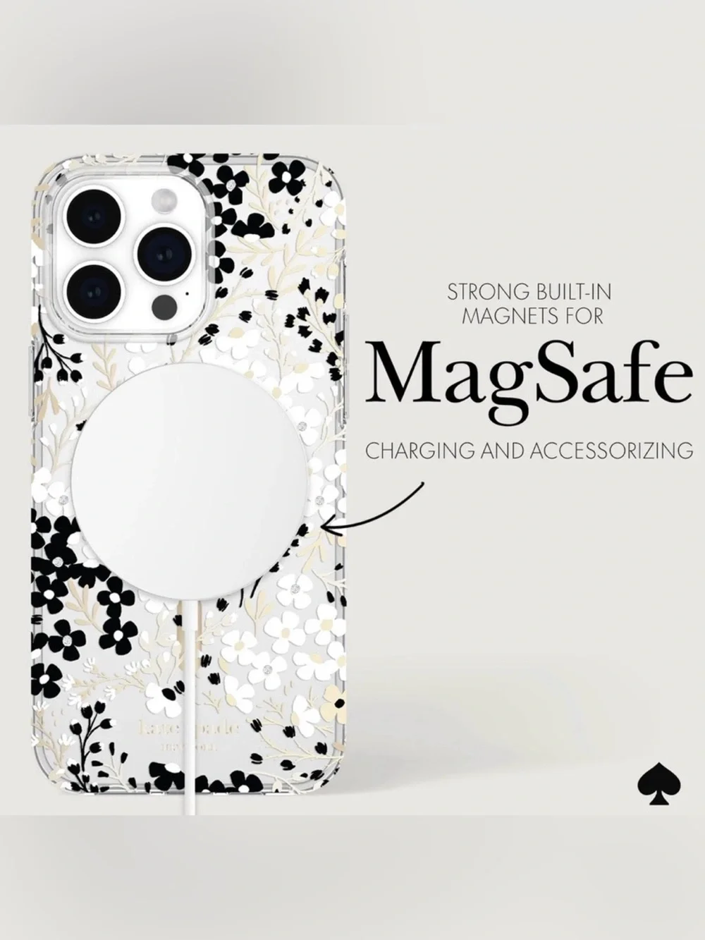 kate spade new york iPhone 14 l/15 Pro Max Multi Floral Black & White Case~NEW